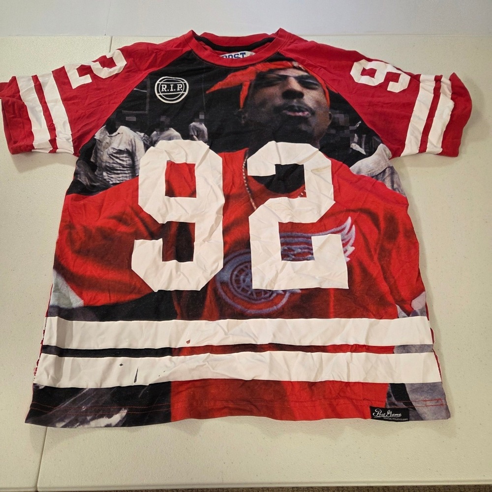 Post Game Tupac Shakur Bishop 92 Juice Movie Graphic Jersey Shirt Mens Large Red